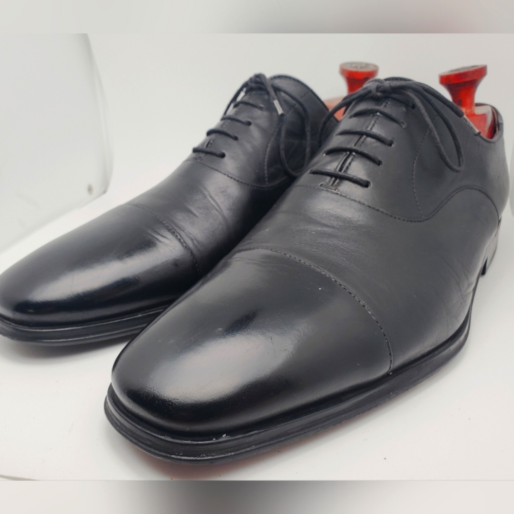 Magnanni 17464 Men's Cap Toe Oxford Black ALL Leather $450 US 11.5